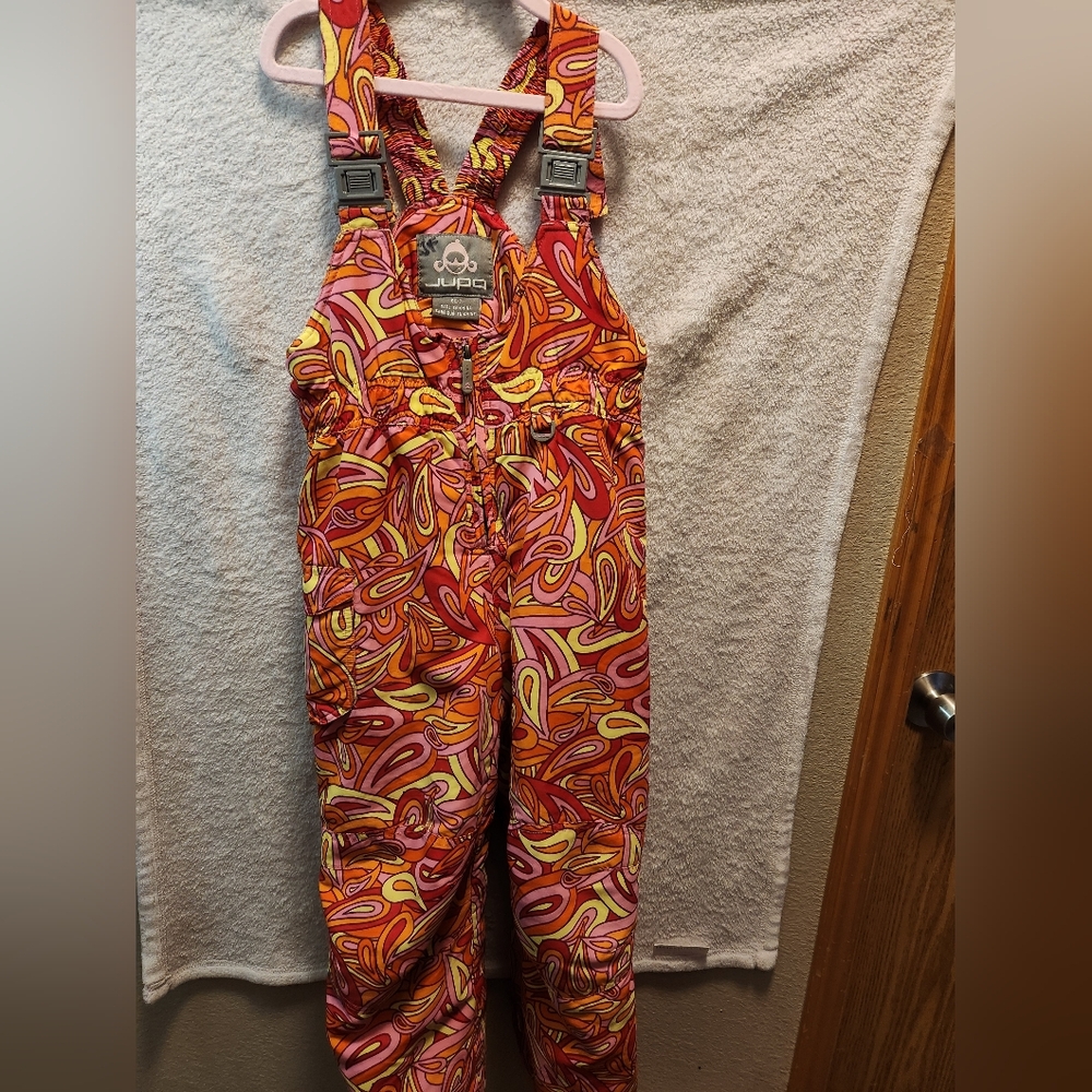 Jupa Kids snowsuit/bib  girls Size 6/7 pink and orange